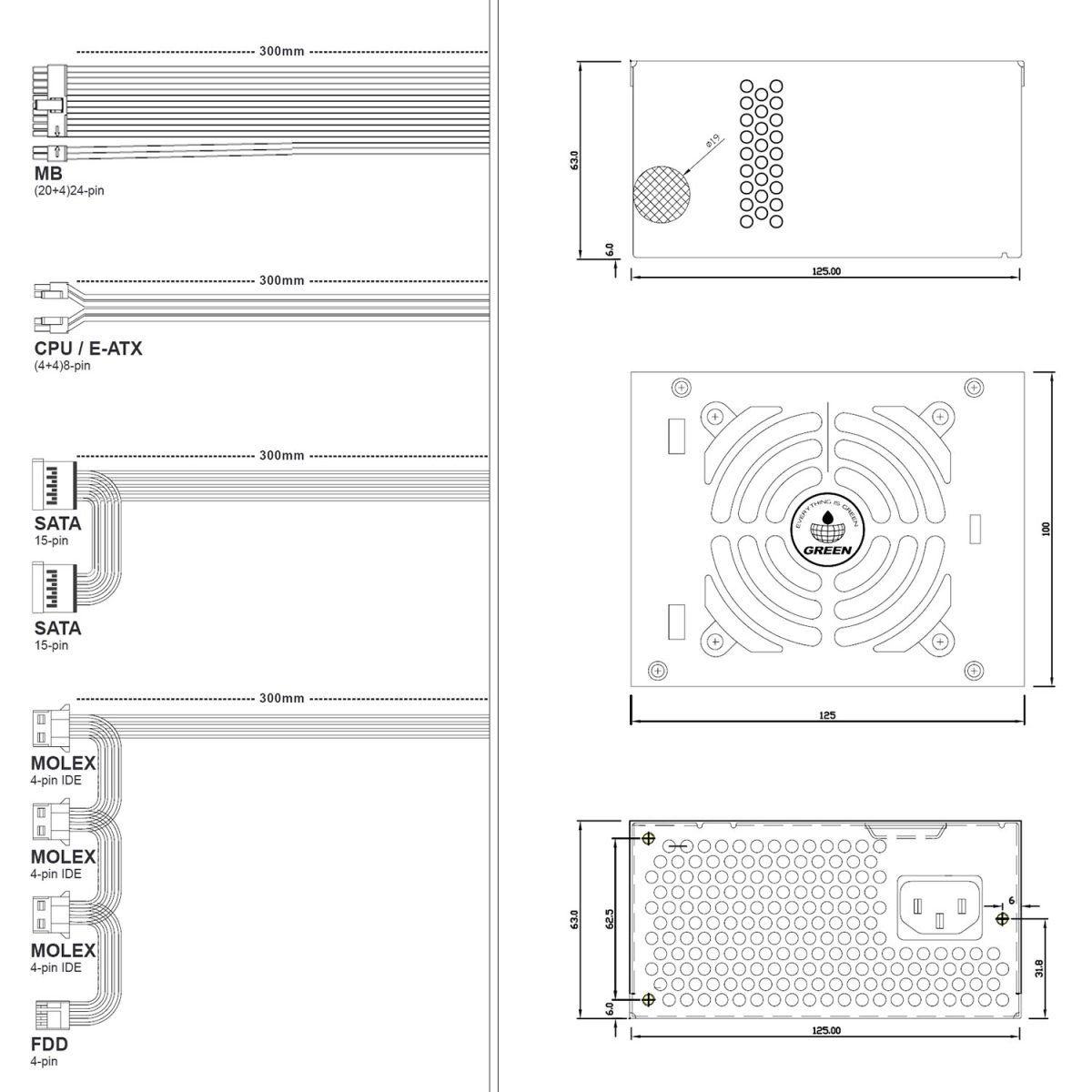 منبع تغدیه کیس مدل GP330S-SFX
