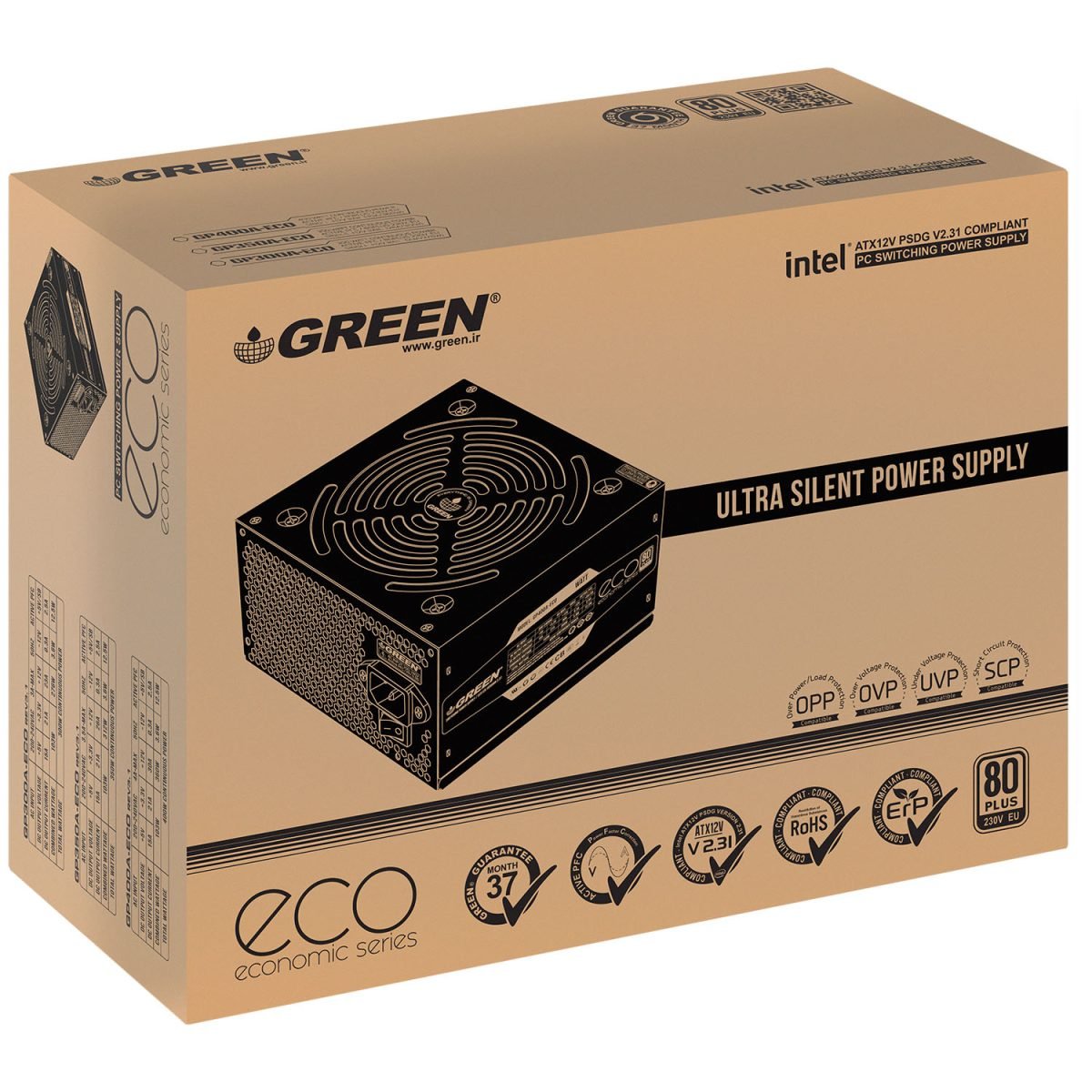 منبع تغذیه کیس مدل GP400A-ECO Rev3.1
